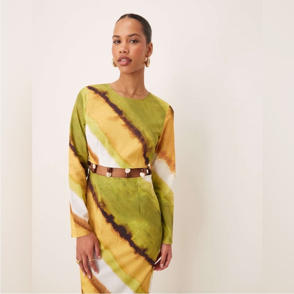 NWT Never Fully Dressed cut-out waist midaxi dress in green ombre Alba dress - Picture 7 of 13